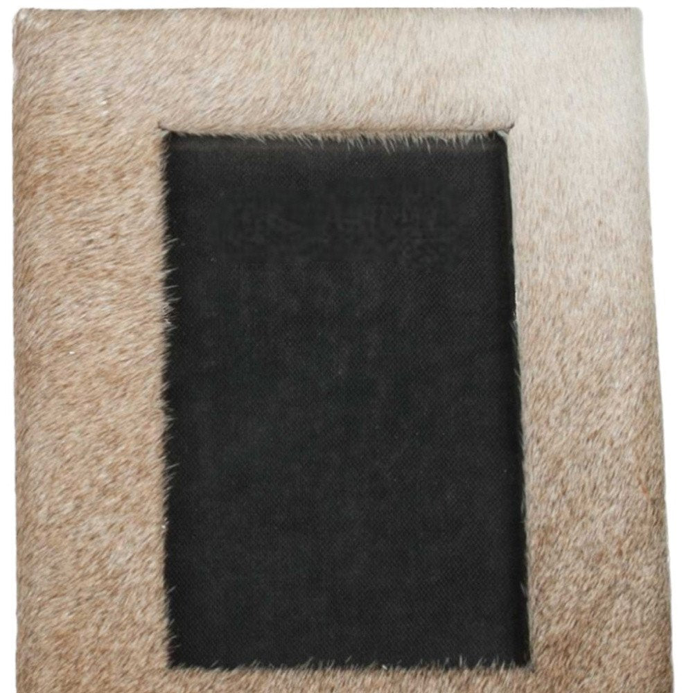4" x 6" Natural Cowhide Tabletop Picture Frame with Mat HomeRoots