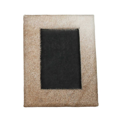 4" x 6" Natural Cowhide Tabletop Picture Frame with Mat HomeRoots