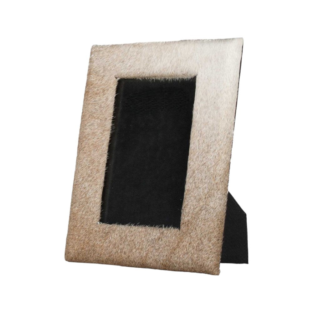 4" x 6" Natural Cowhide Tabletop Picture Frame with Mat HomeRoots