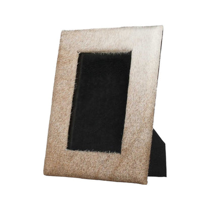 4" x 6" Natural Cowhide Tabletop Picture Frame with Mat HomeRoots