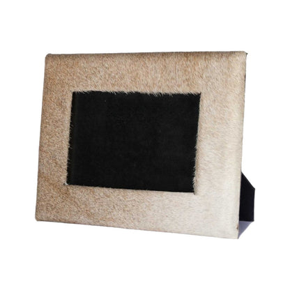 4" x 6" Natural Cowhide Tabletop Picture Frame with Mat HomeRoots