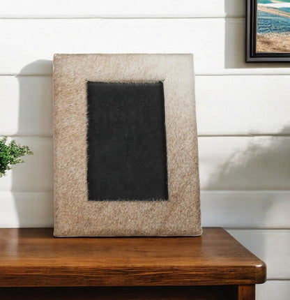 4" x 6" Gray Cowhide Tabletop Picture Frame with Mat HomeRoots