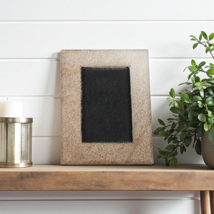 8" x 10" Natural Cowhide Tabletop Picture Frame with Mat HomeRoots