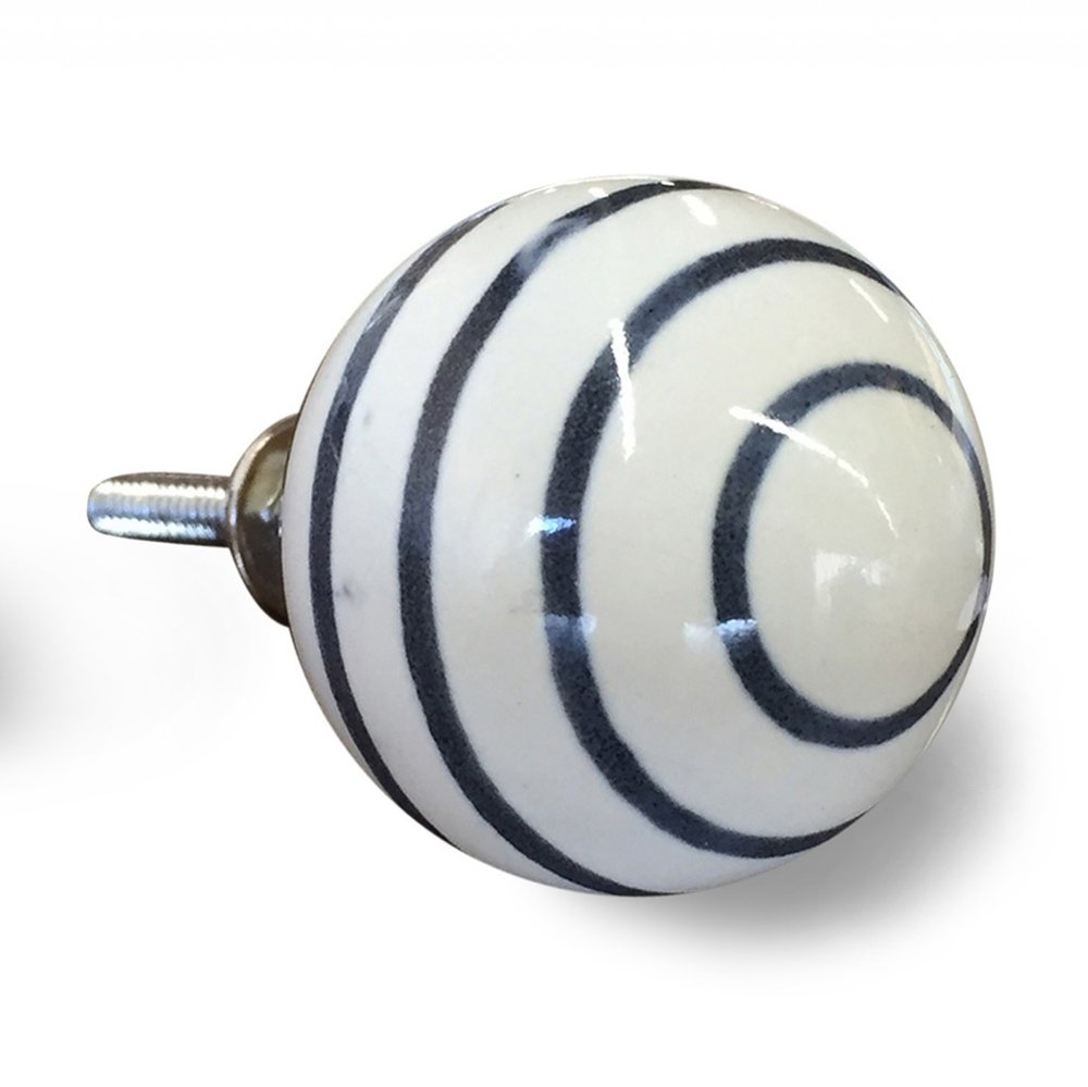 1.5" X 1.5" X 1.5" White Blue Black Handpainted Ceramic  Knobs 8 Pack HomeRoots