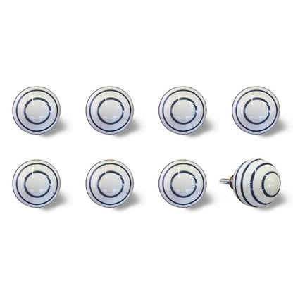 1.5" X 1.5" X 1.5" White Blue Black Handpainted Ceramic  Knobs 8 Pack HomeRoots