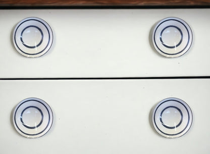 1.5" X 1.5" X 1.5" White Blue Black Handpainted Ceramic  Knobs 8 Pack HomeRoots