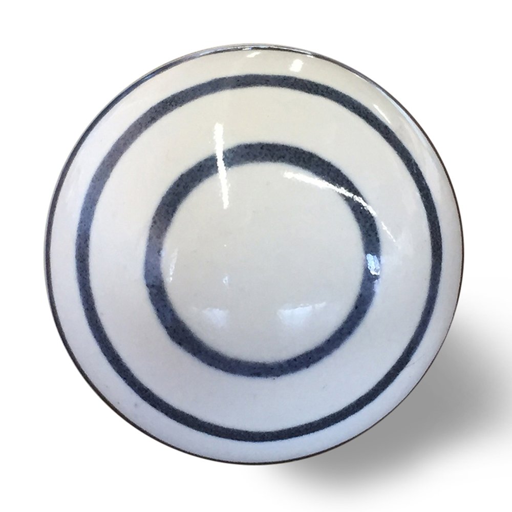Set of Twelve White and Black Ceramic Drawer Pull Knobs HomeRoots