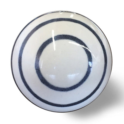 Set of Twelve White and Black Ceramic Drawer Pull Knobs HomeRoots