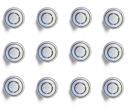Set of Twelve White and Black Ceramic Drawer Pull Knobs HomeRoots