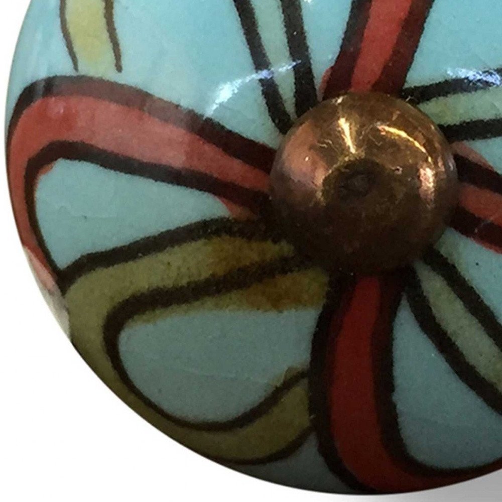 1.5" X 1.5" X 1.5" White Blue Black Handpainted Ceramic  Knobs 8 Pack HomeRoots