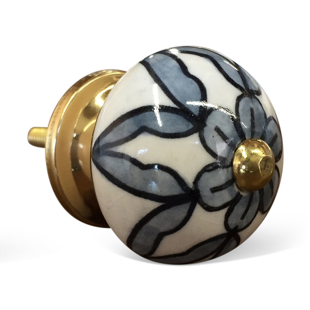 1.5" X 1.5" X 1.5" White Blue And Black  Knobs 12 Pack HomeRoots