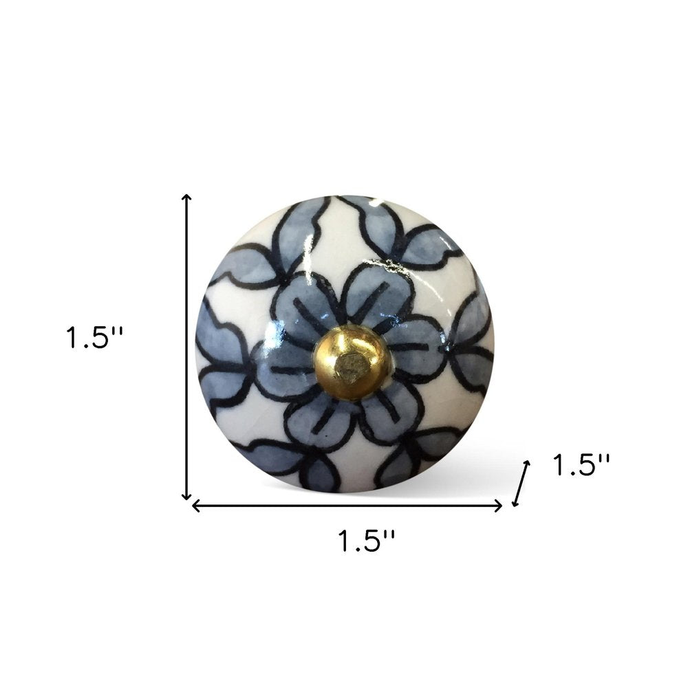 1.5" X 1.5" X 1.5" White Blue And Black  Knobs 12 Pack HomeRoots