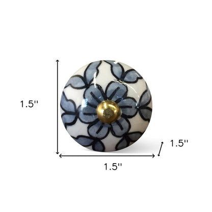 1.5" X 1.5" X 1.5" White Blue And Black  Knobs 12 Pack HomeRoots
