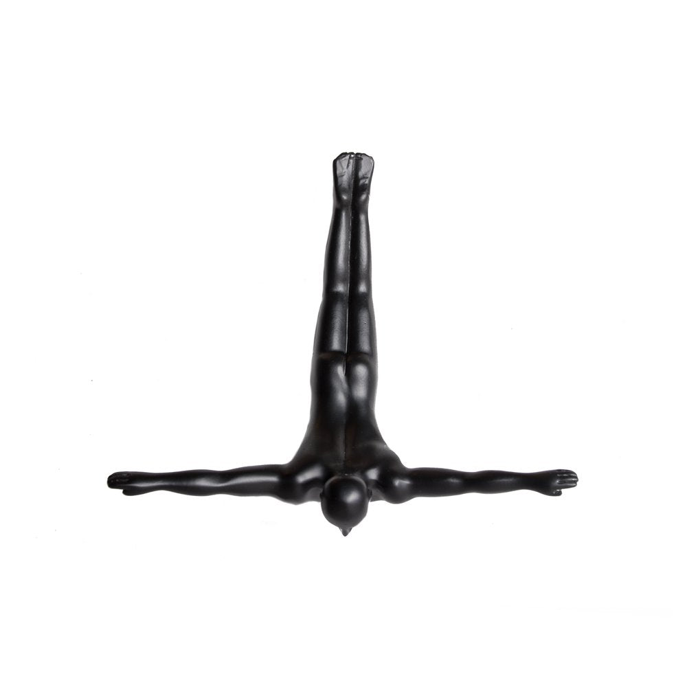 7" X 7" Black Resin Diving Man Hanging Dimensional Sculpture — view 1