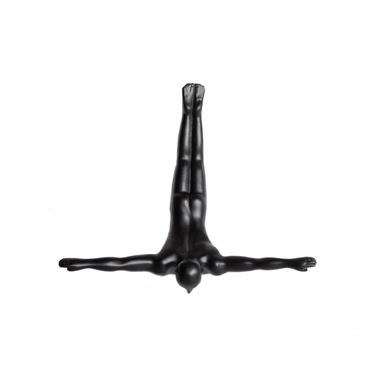 7" X 7" Black Resin Diving Man Hanging Dimensional Sculpture