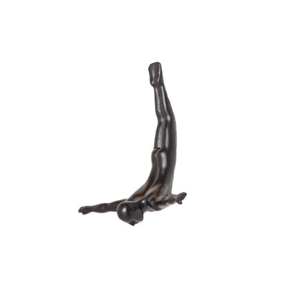 7" X 7" Black Resin Diving Man Hanging Dimensional Sculpture