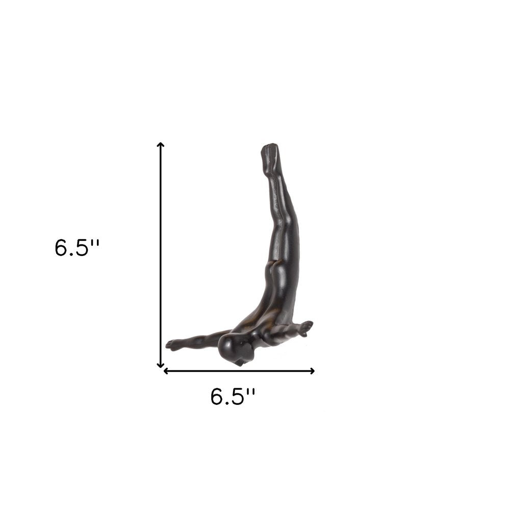 7" X 7" Black Resin Diving Man Hanging Dimensional Sculpture — view 4
