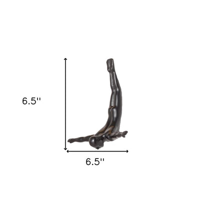 7" X 7" Black Resin Diving Man Hanging Dimensional Sculpture