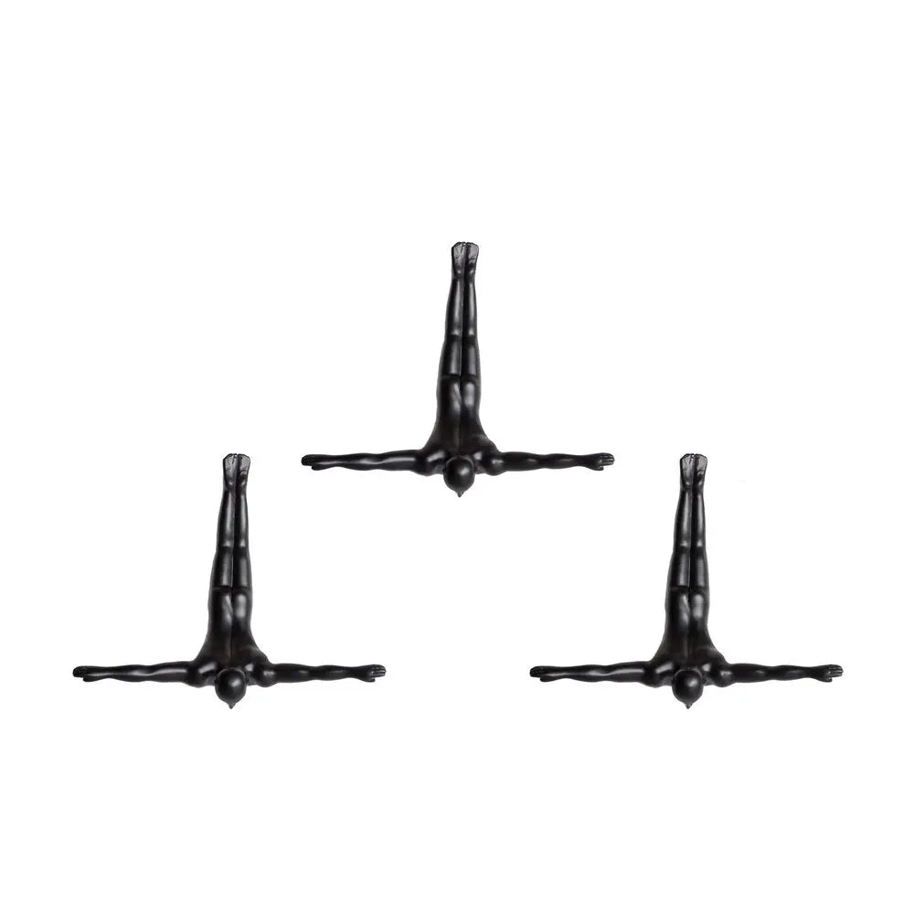 Set of Three Black Resin Diving Man Hanging Dimensional Sculpture HomeRoots