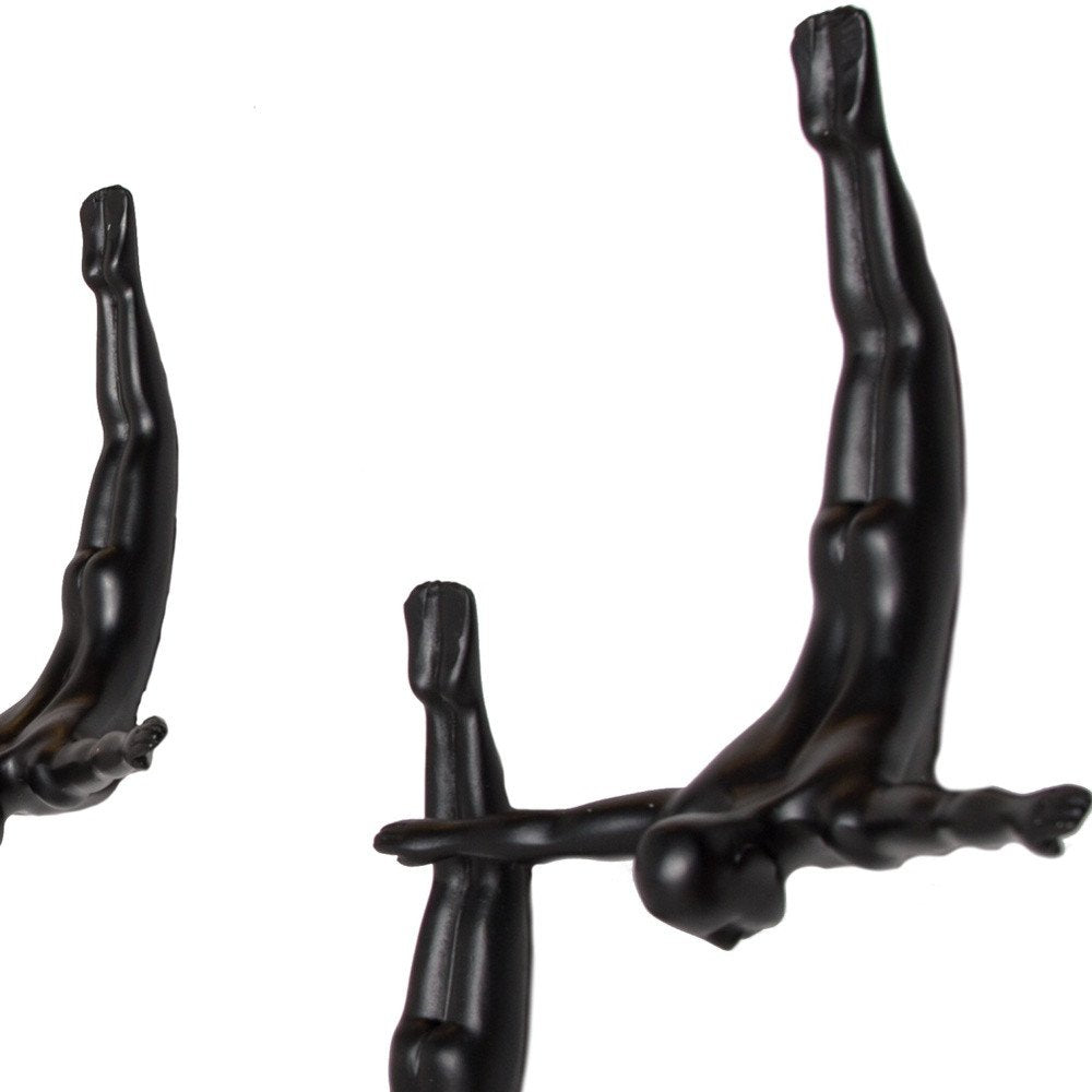 Set of Three Silver Resin Diving Man Hanging Dimensional Sculpture — view 4
