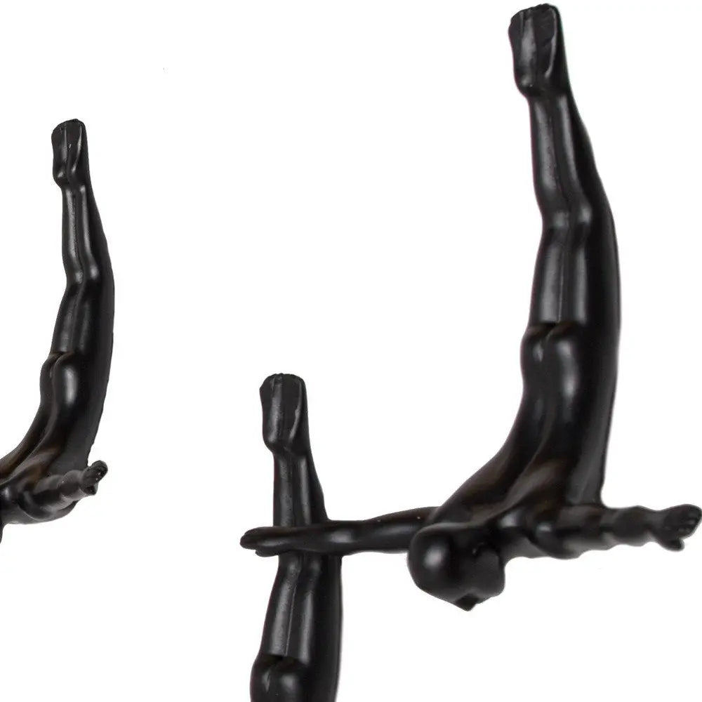 Set of Three Black Resin Diving Man Hanging Dimensional Sculpture HomeRoots