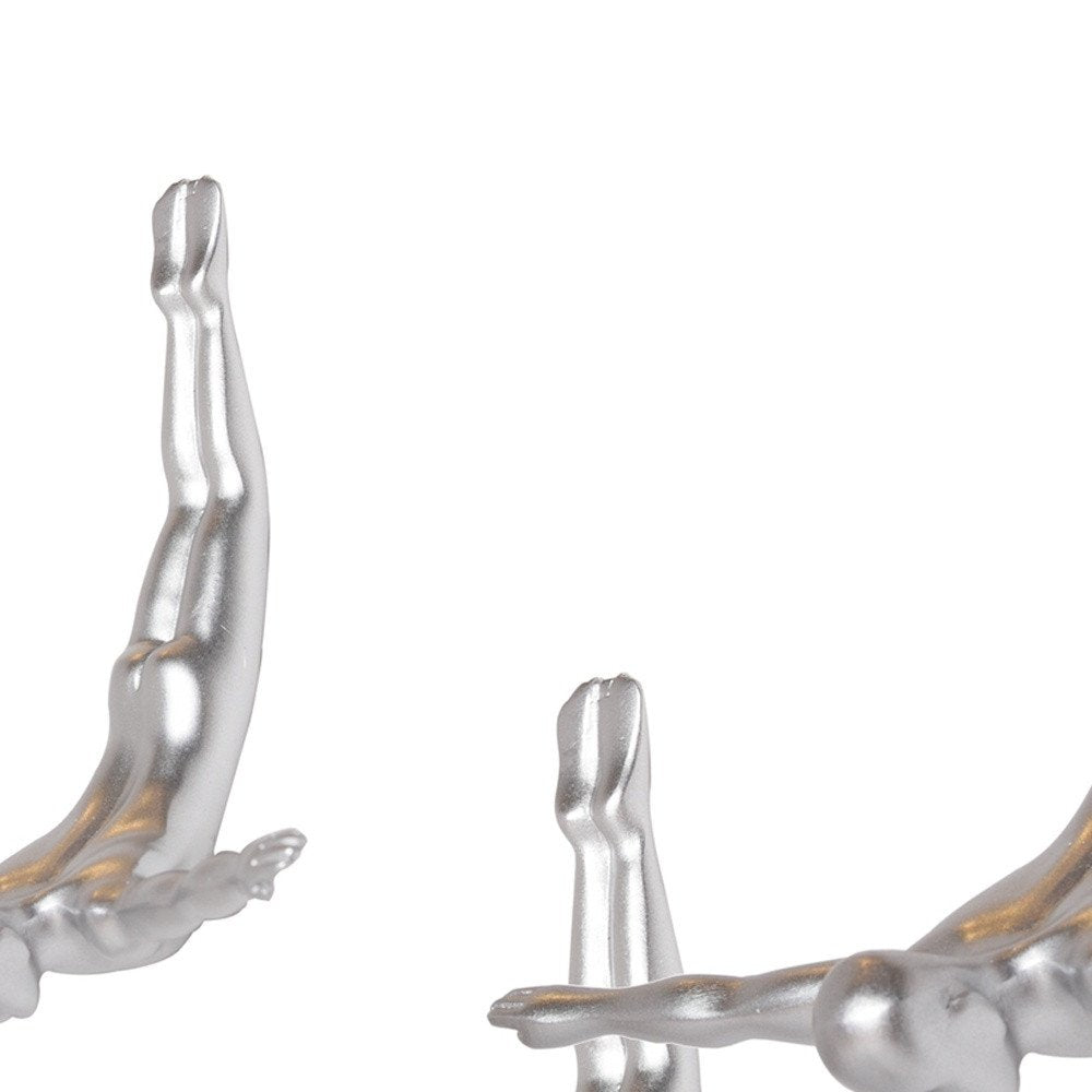 Set of Three Silver Resin Diving Man Hanging Dimensional Sculpture HomeRoots