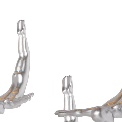 Set of Three Silver Resin Diving Man Hanging Dimensional Sculpture HomeRoots