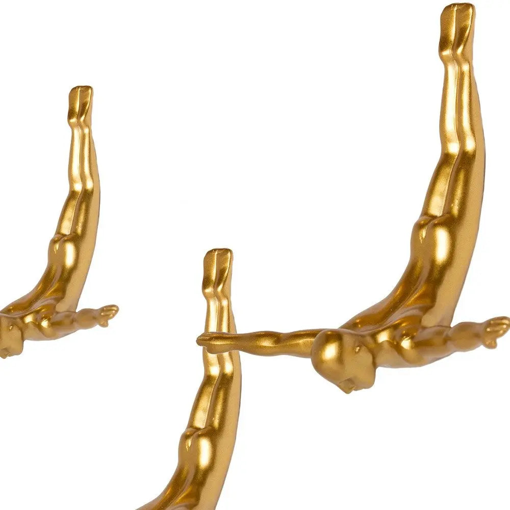 Set of Three Black Resin Diving Man Hanging Dimensional Sculpture HomeRoots