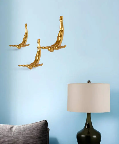 Set of Three Black Resin Diving Man Hanging Dimensional Sculpture HomeRoots