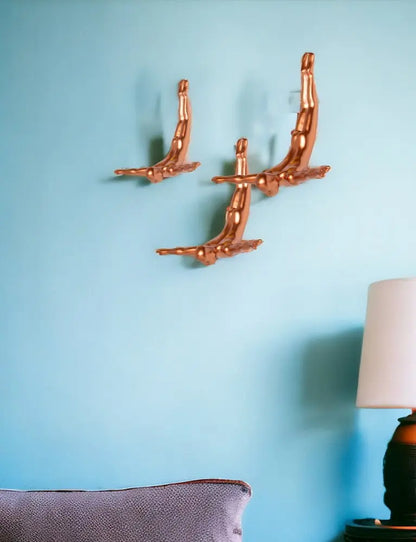 Set of Three Black Resin Diving Man Hanging Dimensional Sculpture HomeRoots