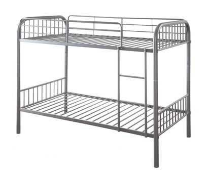 79" X 42" X 61" Gunmetal Metal Twin Over Twin Bunk Bed - FurniFindUSA