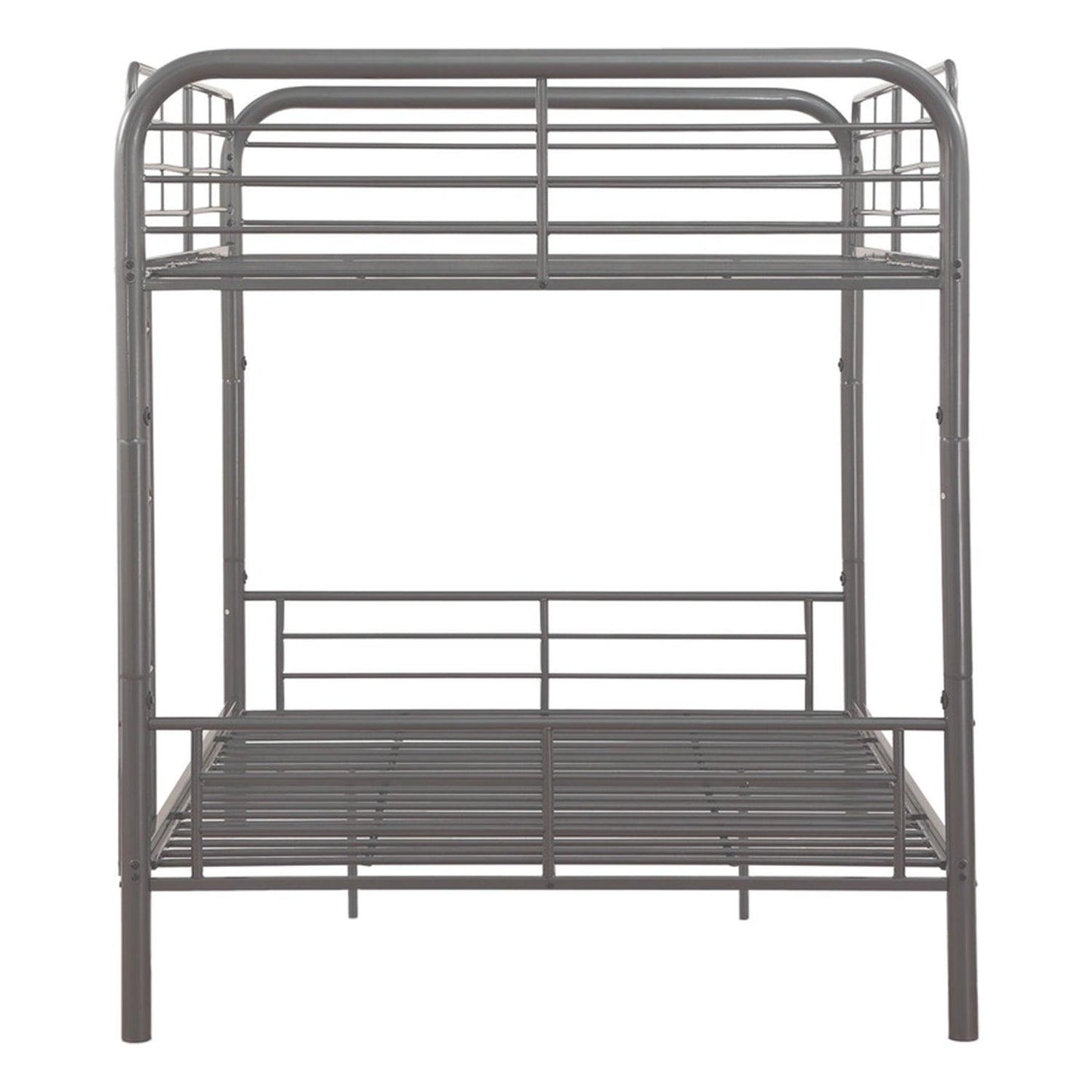 79" X 42" X 61" Gunmetal Metal Twin Over Twin Bunk Bed - FurniFindUSA