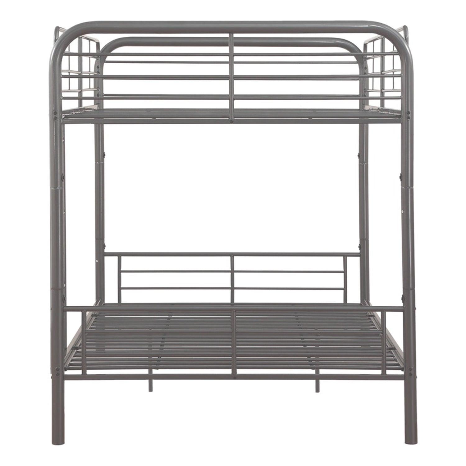 79" X 42" X 61" Gunmetal Metal Twin Over Twin Bunk Bed - FurniFindUSA