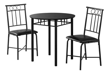 35" Black Leather Look Foam And Metal Three Pieces Dining Set HomeRoots
