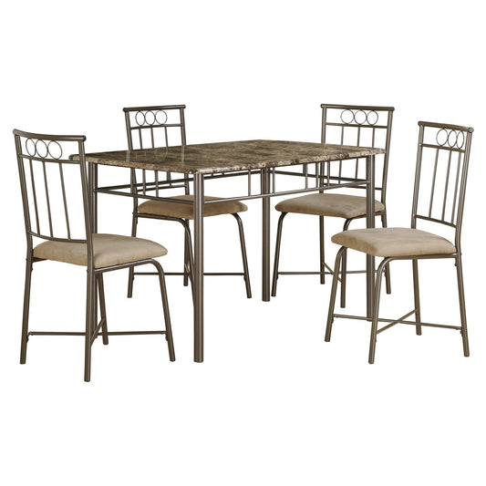 63.5" X 81" X 101" Cappuccino Microfiber Foam And Mdf 5Pcs Dining Set - FurniFindUSA