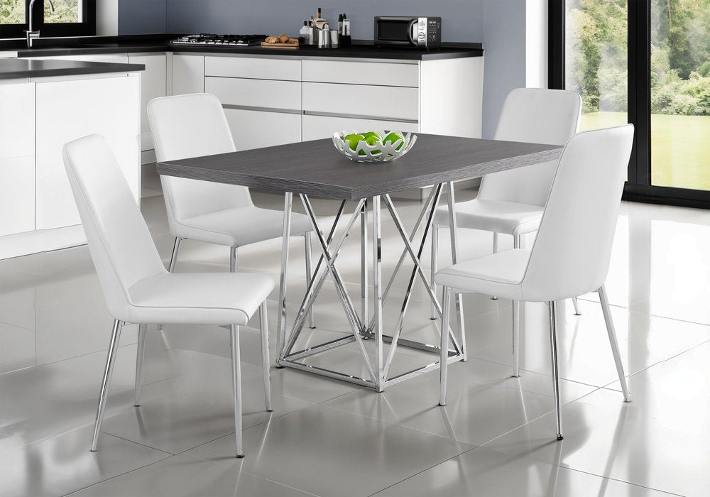 48" Taupe And Silver Metal Dining Table HomeRoots