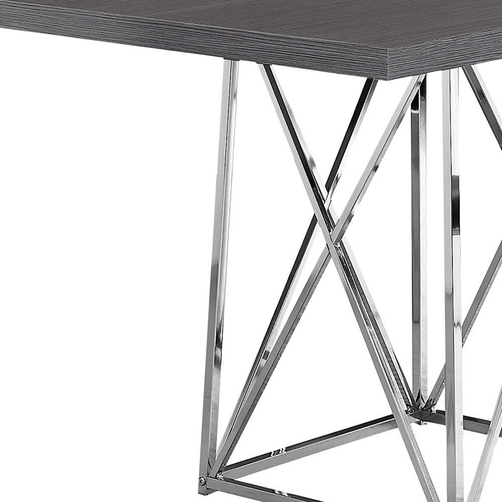 48" Taupe And Silver Metal Dining Table HomeRoots
