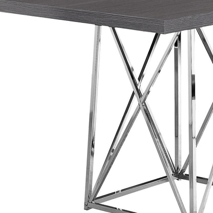 48" Taupe And Silver Metal Dining Table HomeRoots
