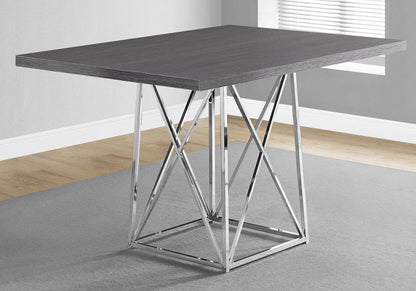 48" Taupe And Silver Metal Dining Table HomeRoots