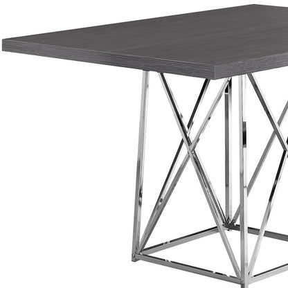 48" Taupe And Silver Metal Dining Table HomeRoots