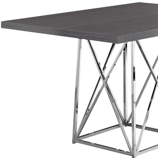 48" Taupe And Silver Metal Dining Table HomeRoots
