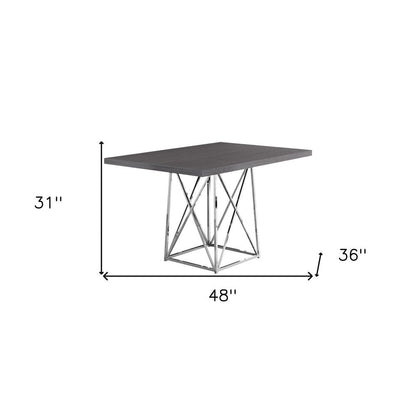 48" Taupe And Silver Metal Dining Table HomeRoots