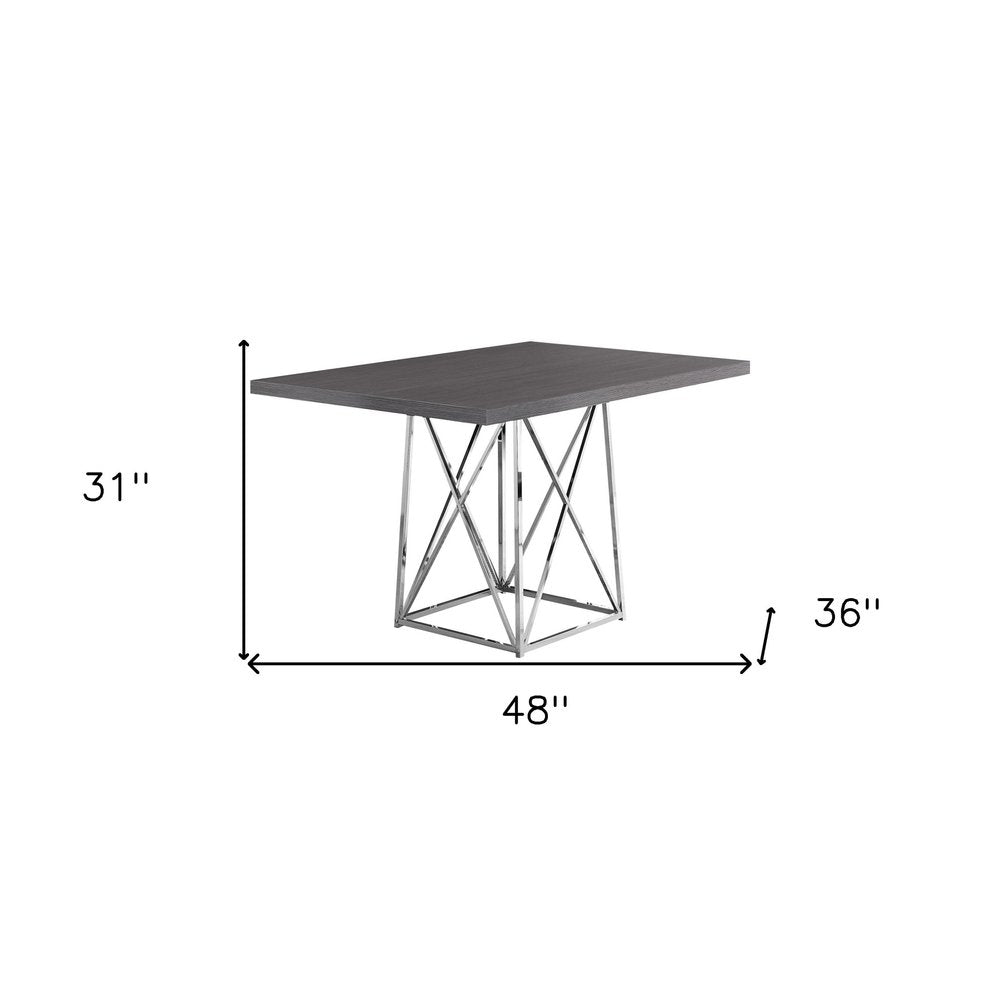 48" Taupe And Silver Metal Dining Table HomeRoots