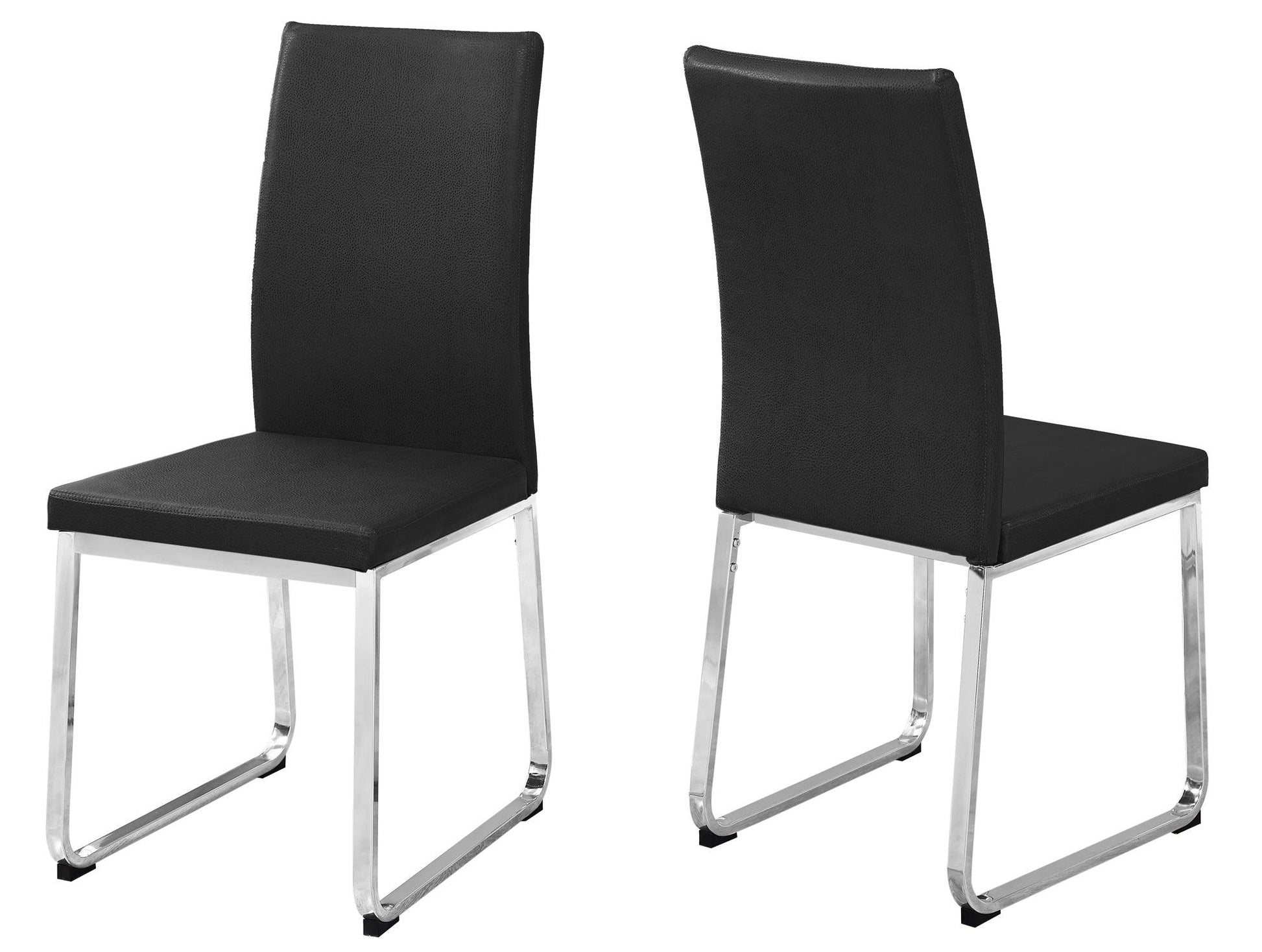 Set of Two Gray And Silver Upholstered Faux Leather Dining Side Chairs - FurniFindUSA