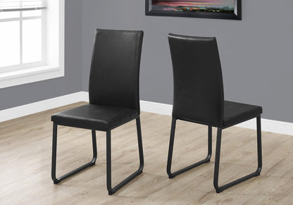 Set of Two Black Upholstered Faux Leather Dining Side Chairs - FurniFindUSA