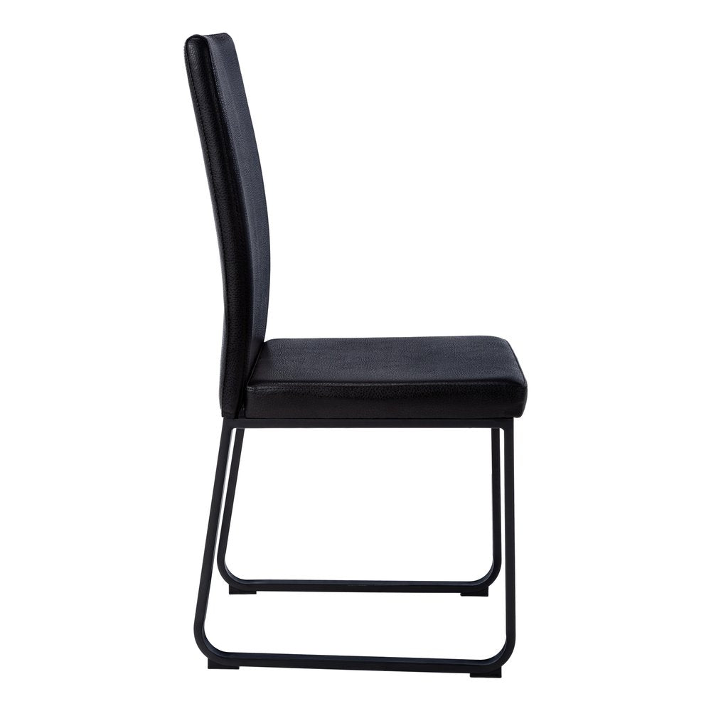 Set of Two Black Upholstered Faux Leather Dining Side Chairs HomeRoots