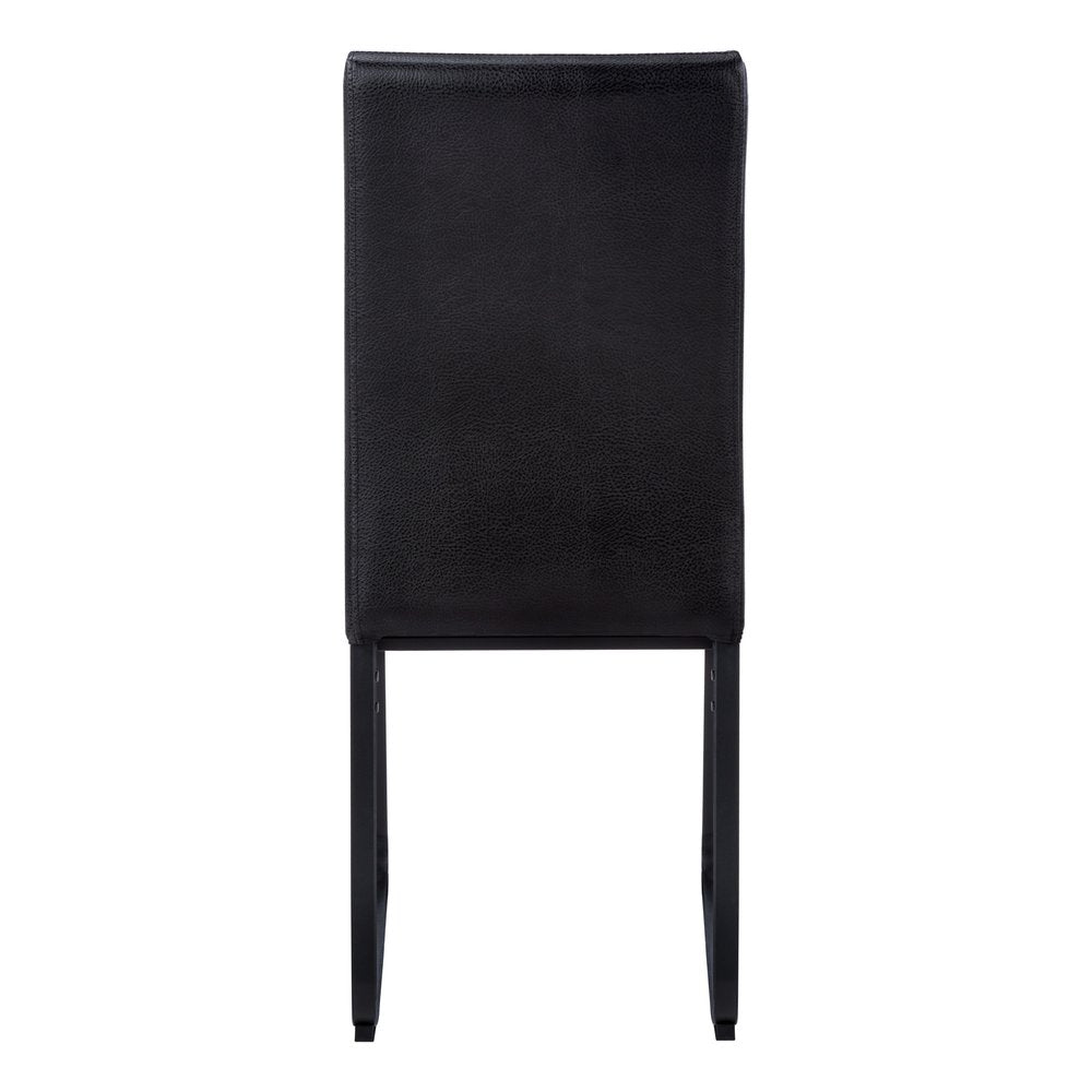 Set of Two Black Upholstered Faux Leather Dining Side Chairs HomeRoots