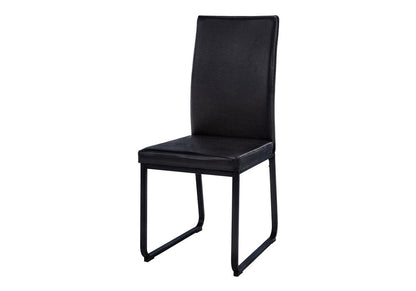 Set of Two Black Upholstered Faux Leather Dining Side Chairs HomeRoots