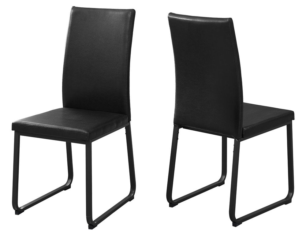 Set of Two Black Upholstered Faux Leather Dining Side Chairs HomeRoots