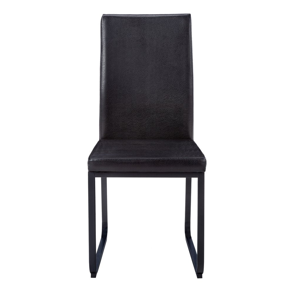 Set of Two Black Upholstered Faux Leather Dining Side Chairs HomeRoots